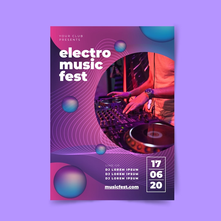 Vector Gratis electro music fest poster template