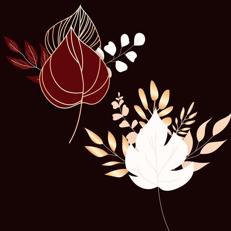Vector Gratis elegant brown maroon and gold leaves bouquet