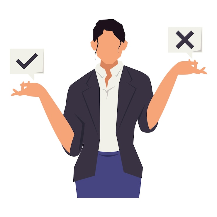Vector Gratis elegant businesswoman with two choises