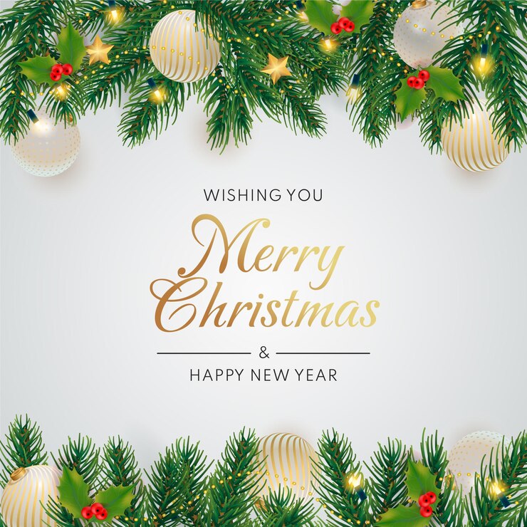 Vector Gratis elegant christmas background with realistic decoration