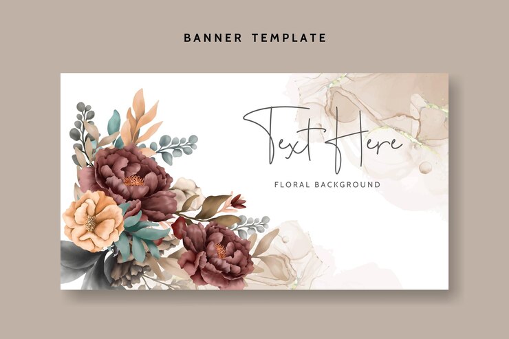 Vector Gratis elegant floral banner template with vintage watercolor flowers