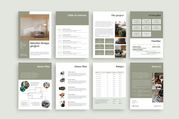 Vector Gratis elegant interior design studio proposal