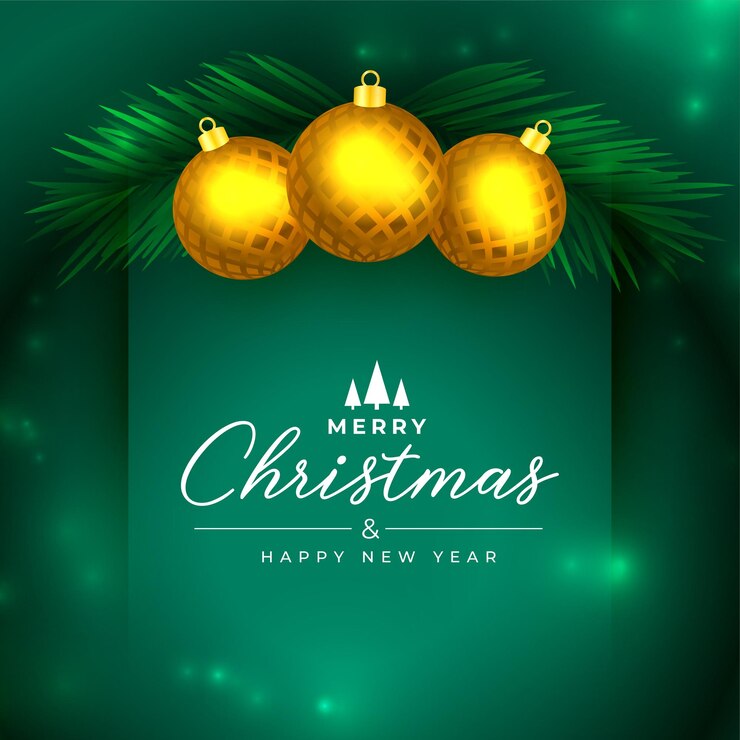 Vector Gratis elegant merry christmas invitation card with realistic bauble design