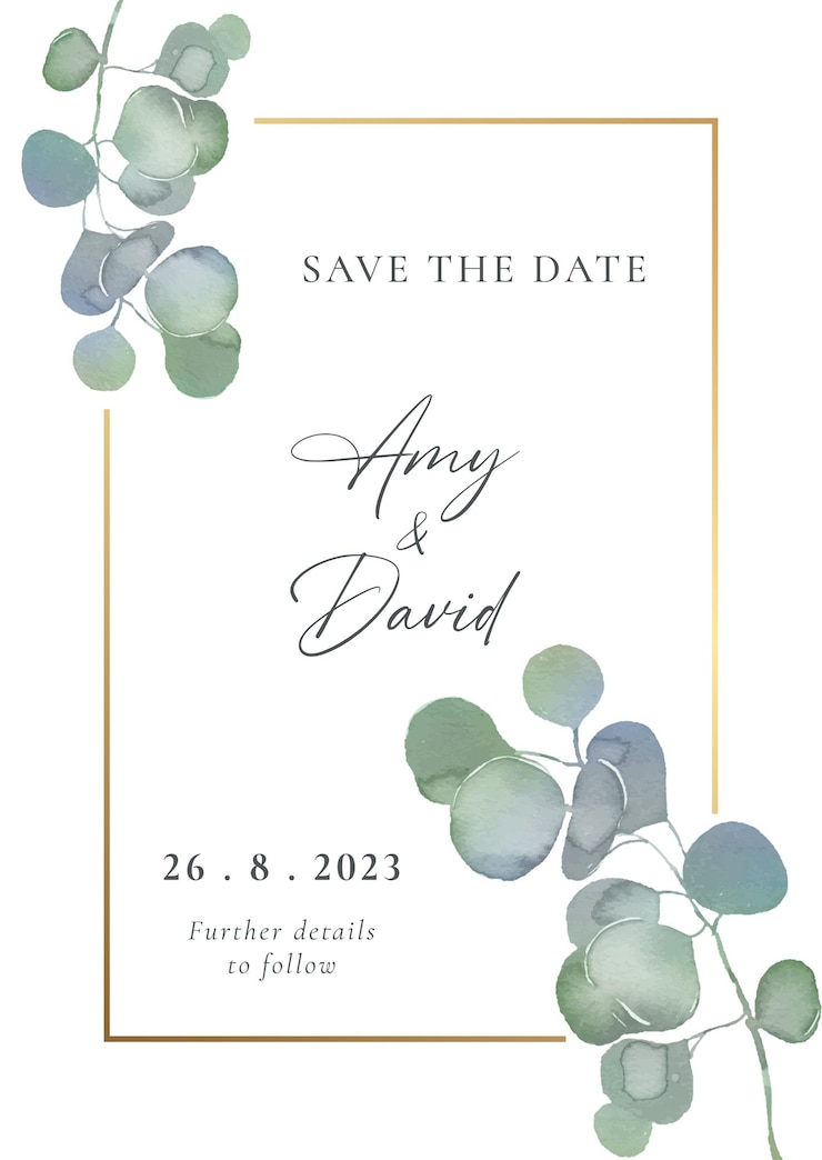 Vector Gratis elegant save the date invitation with hand painted floral design