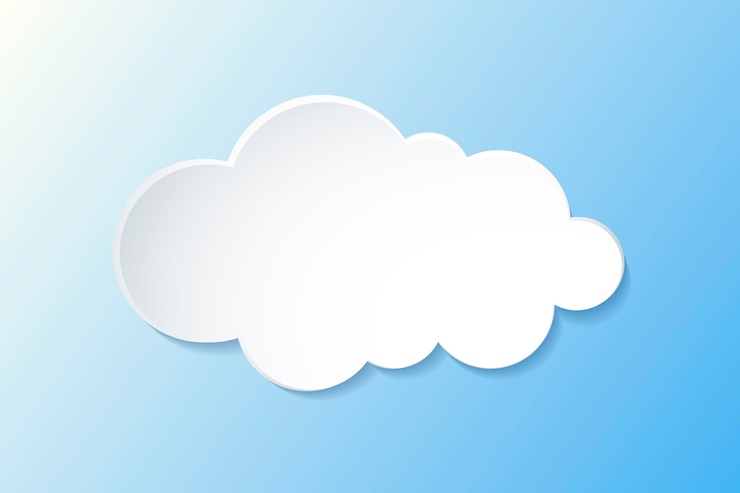 Vector Gratis elemen awan 3d, vektor klipart cuaca lucu di latar belakang biru gradien