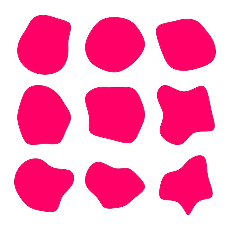 Vector Gratis elemen bentuk gumpalan organik yang digambar tangan, cair, abstrak, dan warna-warni