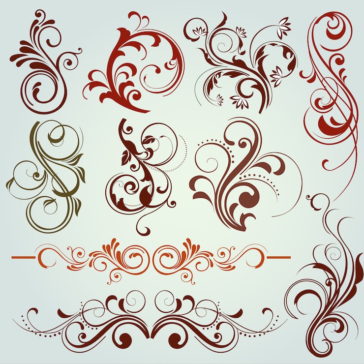Vector Gratis elemen dekoratif floral
