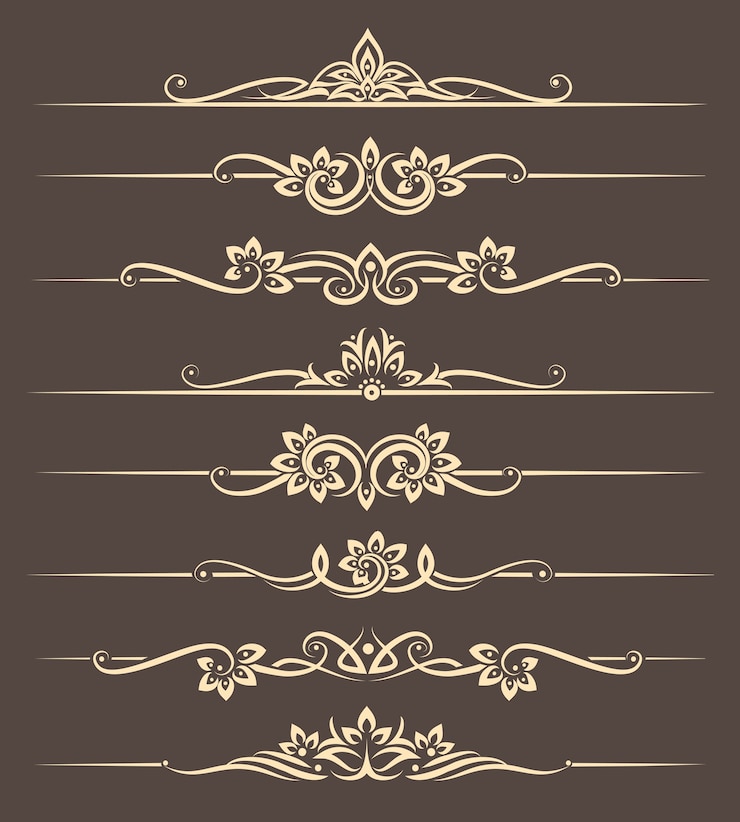 Vector Gratis elemen desain kaligrafi, pembagi halaman dengan ornamen thailand. halaman ornamen pembagi, ilustrasi vektor hias