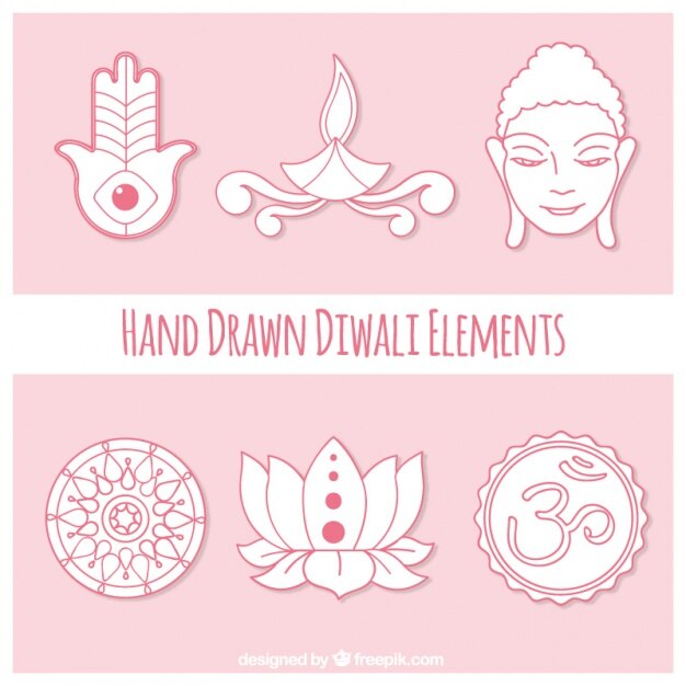 Vector Gratis elemen diwali yang digambar tangan
