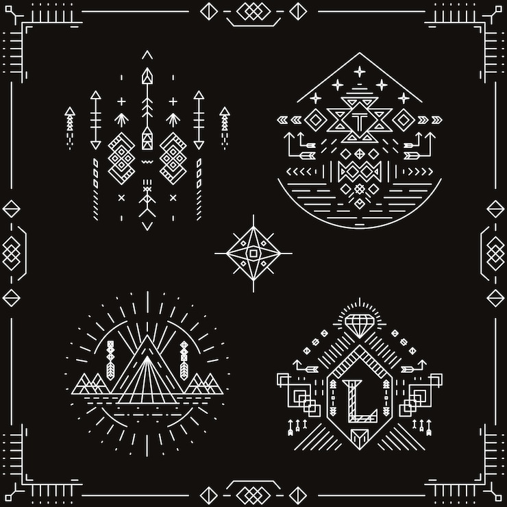 Vector Gratis elemen etnis suku vektor. ornamen pola, trendi tradisional, ilustrasi asli indian aztec