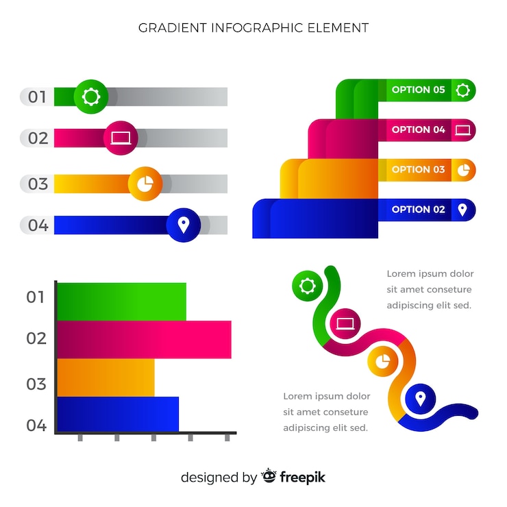 Vector Gratis elemen infographic datar dengan koleksi statistik