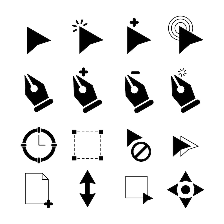 Vector Gratis elemen kursor mouse desain datar