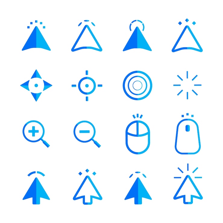 Vector Gratis elemen kursor mouse desain datar