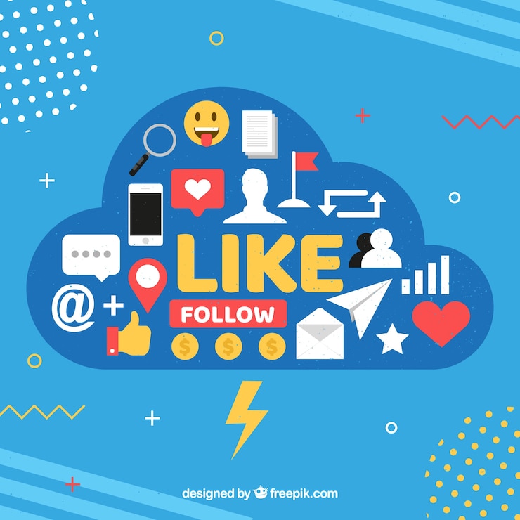 Vector Gratis elemen media sosial dalam bentuk awan