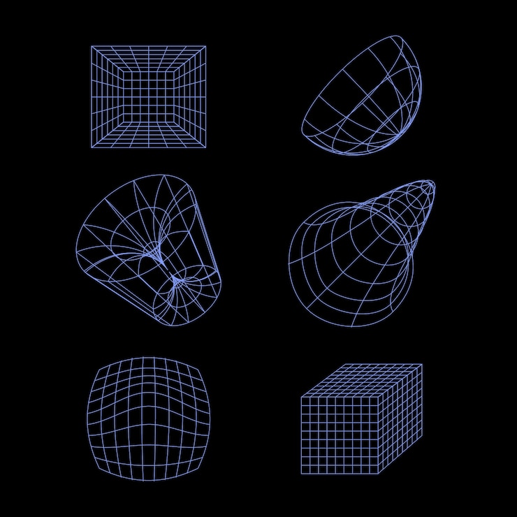 Vector Gratis elemen mesh 3d retro futuristik