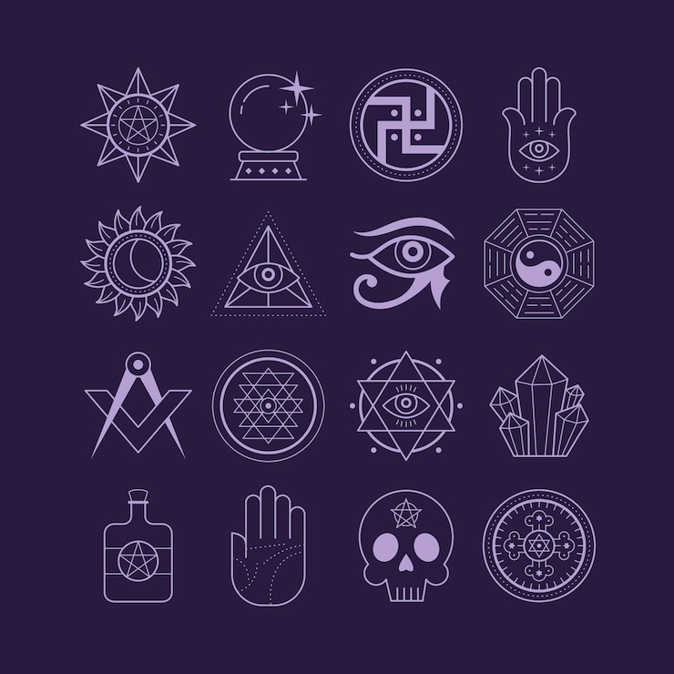 Vector Gratis elemen mistis esoterik
