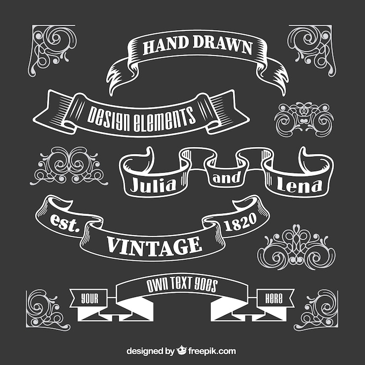 Vector Gratis elemen ornamental yang digambar tangan
