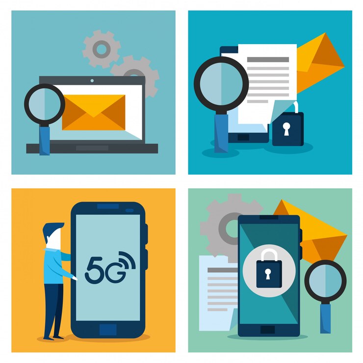 Vector Gratis elemen teknologi konektivitas 5g
