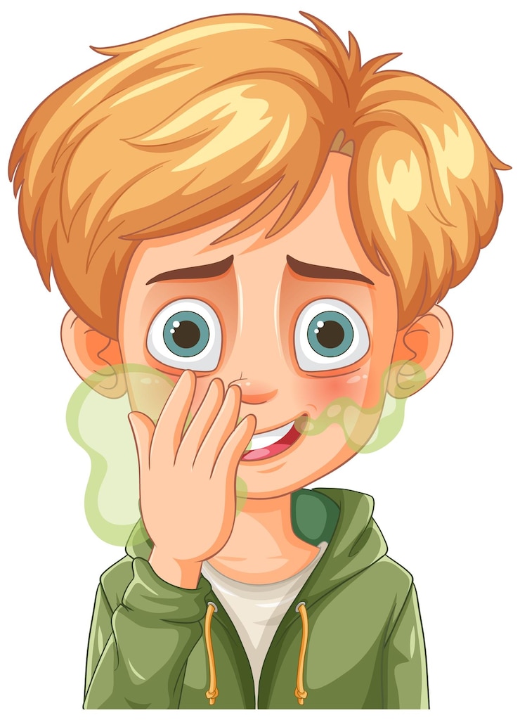 Vector Gratis embarrassed boy covering mouth