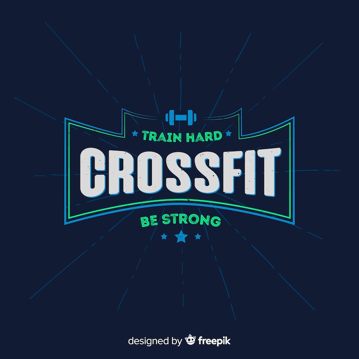 Vector Gratis emblem motivasi crossfit gaya datar