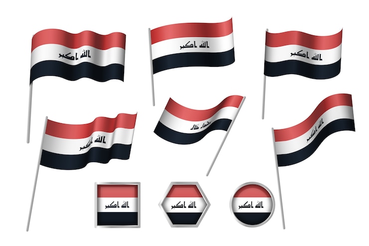 Vector Gratis emblem nasional irak desain datar digambar tangan
