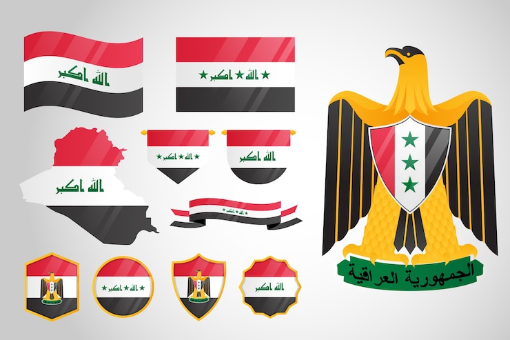 Vector Gratis emblem nasional irak desain datar digambar tangan