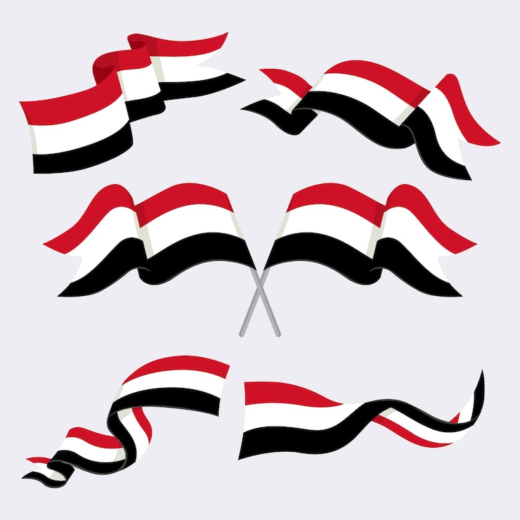 Vector Gratis emblem nasional yaman desain datar digambar tangan