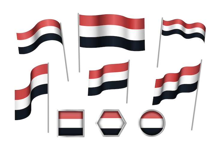 Vector Gratis emblem nasional yaman desain datar digambar tangan