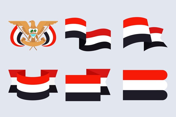 Vector Gratis emblem nasional yaman desain datar digambar tangan