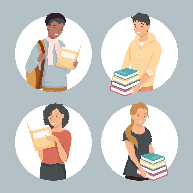 Vector Gratis empat karakter siswa muda