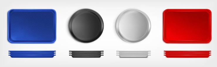 Vector Gratis empty food trays for pizza and lunch in restaurant or canteen