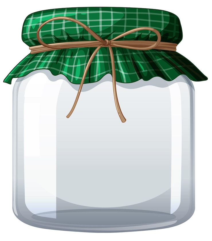 Vector Gratis empty glass jar with green checkered lid