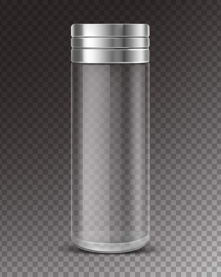 Vector Gratis empty glass salt shaker with metal cap