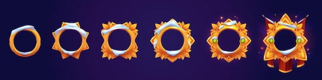Empty gold ranking frames for game avatars