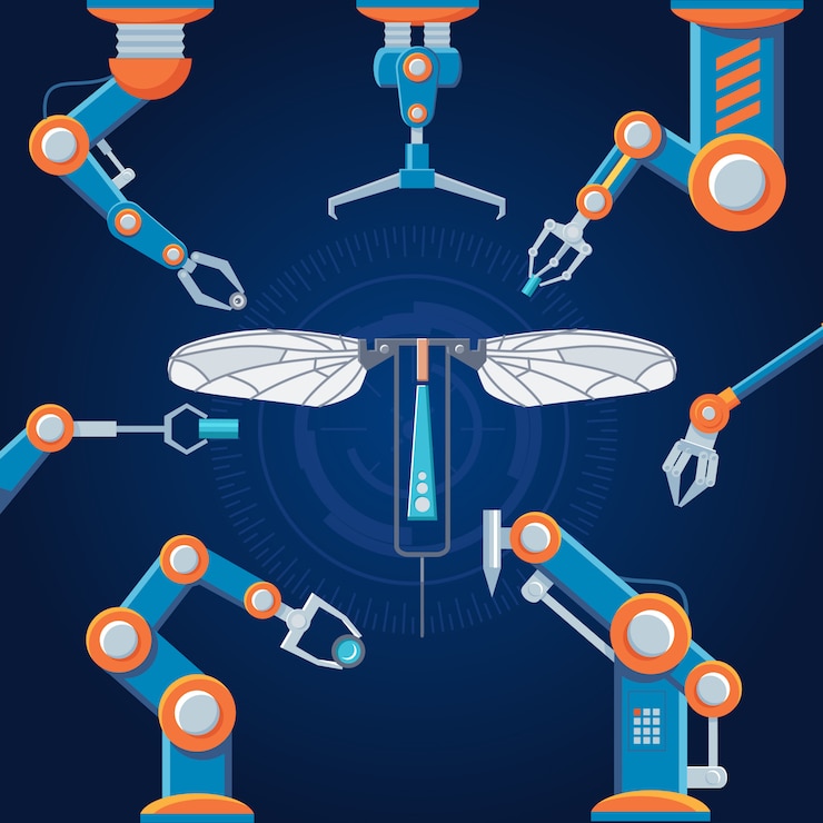 Vector Gratis engineering manufacturing robot set