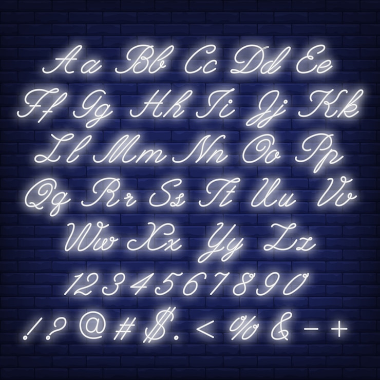 Vector Gratis english alphabet neon sign