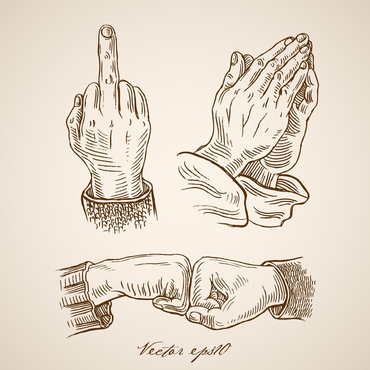 Vector Gratis engraving vintage hand drawn signals of hands
