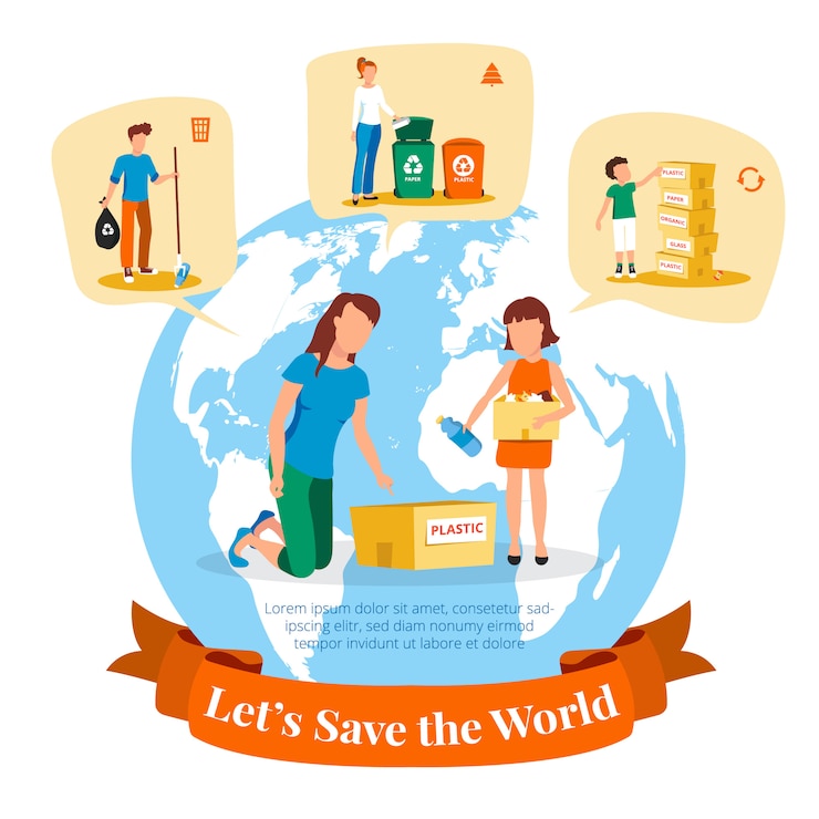 Vector Gratis environmental agency poster with information on waste collection and sorting for recycling