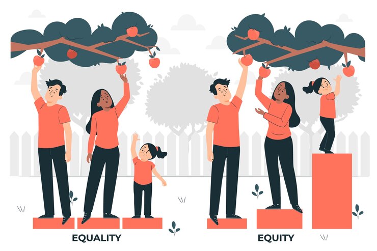 Vector Gratis equality vs equity concept illustration