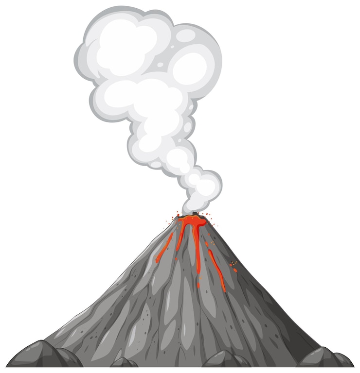 Vector Gratis erupting volcano with smoke