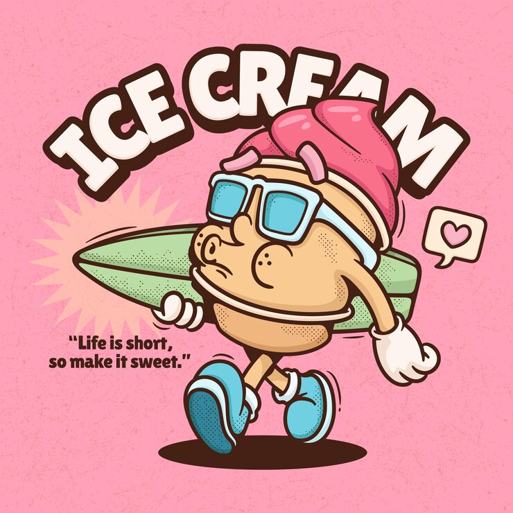 Vector Gratis es krim trendi kartun retro vektor digambar tangan
