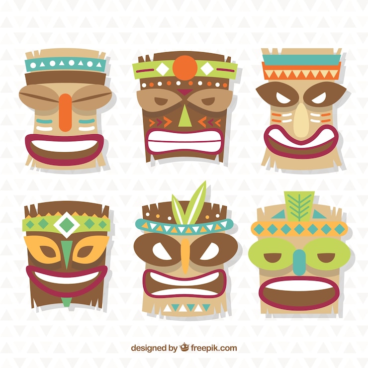 Vector Gratis ethnic collection of tiki masks