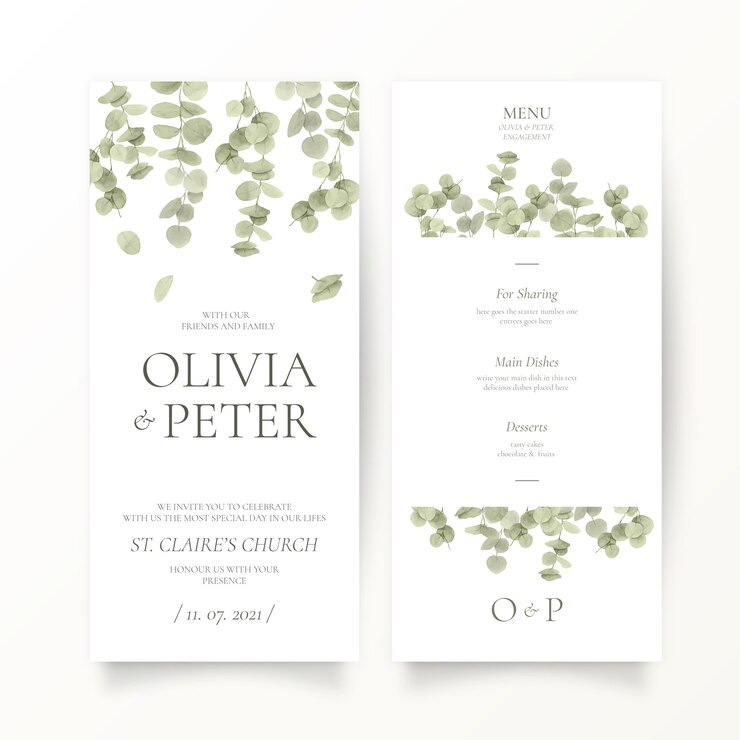 Vector Gratis eucalyptus leaf wedding stationery template