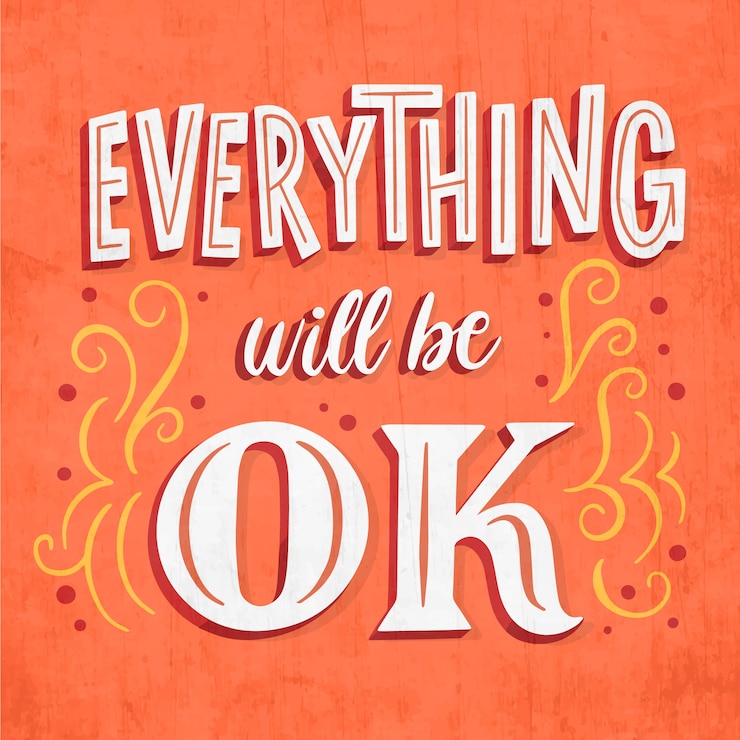 Vector Gratis everything will be ok lettering with ornamental elements