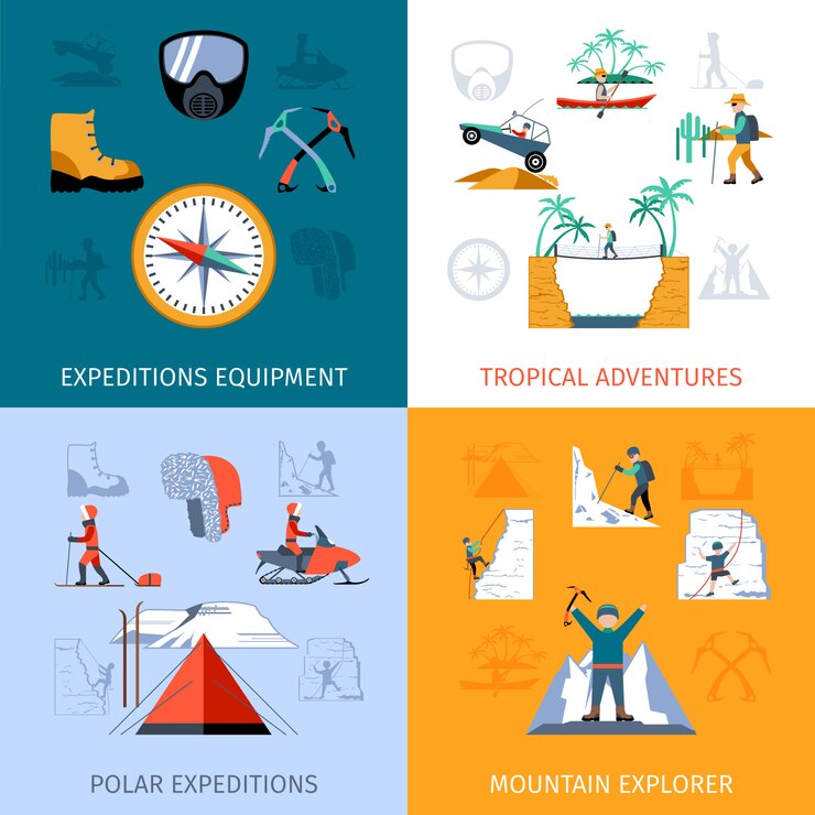 Vector Gratis expedition flat set