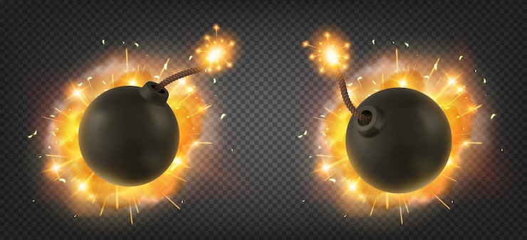 Vector Gratis explosion of bomb with burning wick