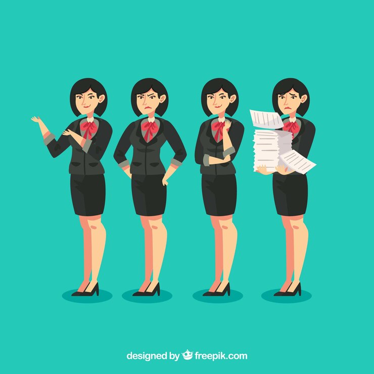 Vector Gratis expressive businesswoman character pack