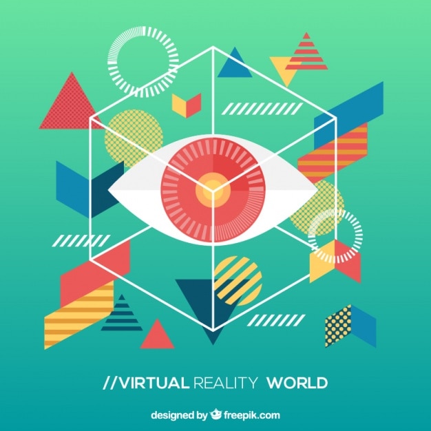 Vector Gratis eye background with colored geometric shapes 