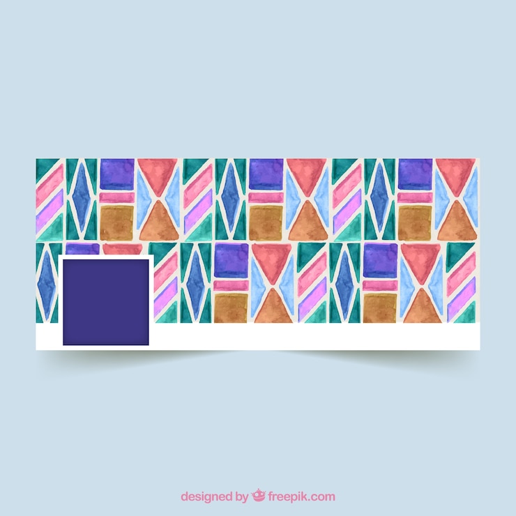 Vector Gratis facebook cover with geometric watercolor shapes