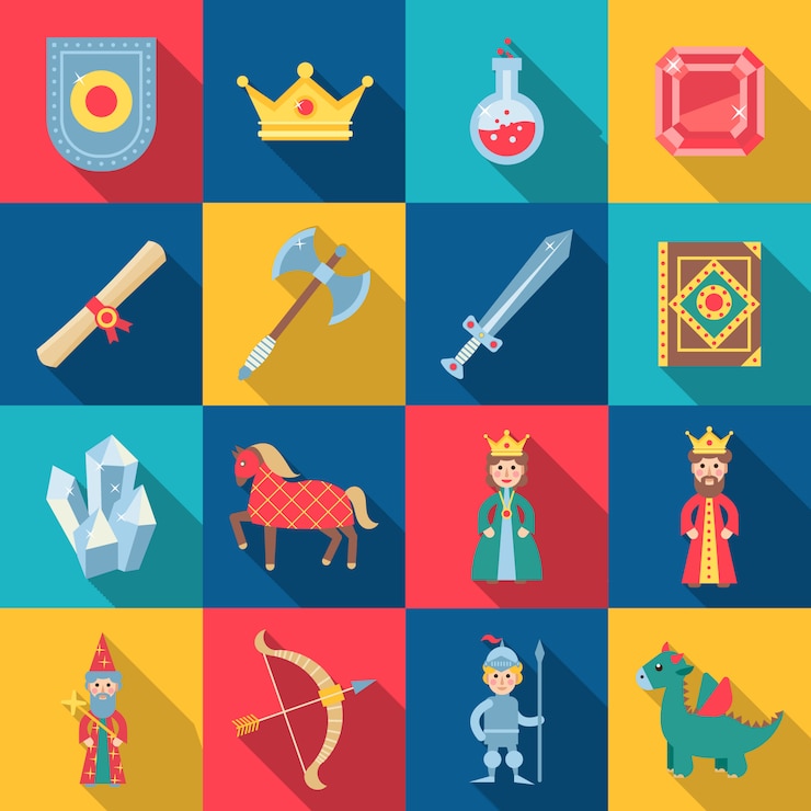 Vector Gratis fairytale game set